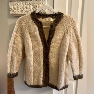 Rare Vintage Handmade In Italy For Famous Barr Cream and Brown Cardigan - 38